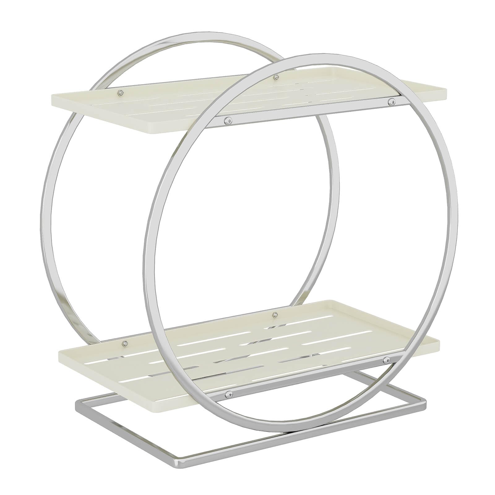 YIWANFW Perfume Organizer for Dresser, 2-Tier Bathroom Counter Organizer, Elegant Makeup Organizer for Vanity, Multi-Purpose Cosmetics Skincare Organizers Countertop (Silver Frame & Cream White Tray)