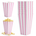 ZeriLion 24 Pack Pink Popcorn Boxes | Striped Pink and White Popcorn Containers | for Movie Night, Party Favors