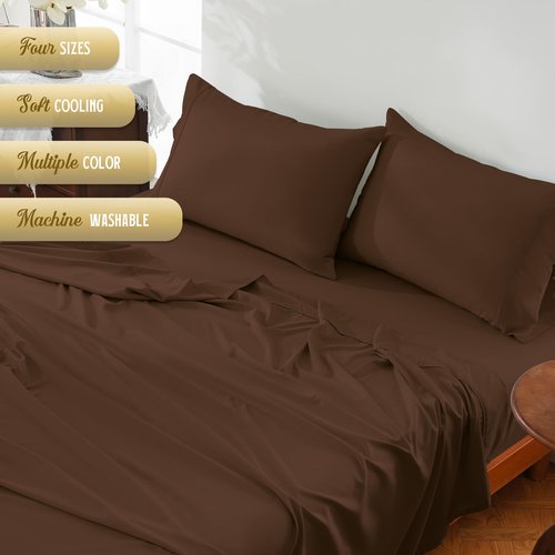 ChicView Queen Sheet Set,4 Pieces Hotel Luxury Breathable Soft Microfiber Bedsheets, Anti Pilling Deep Pockets Easy Care Bed Sheets, Pinecone Brown