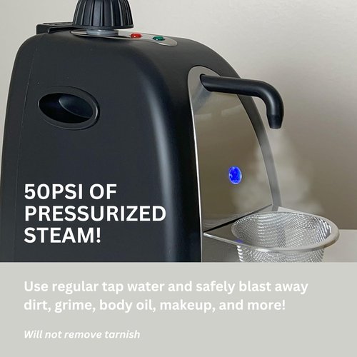 GemOro Jewelry Steam Cleaner - Black Diamond Brilliant Spa | Professional Performance for Rings, Watches & More (Matte Black)
