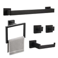 zmnklry 5-Pieces Matte Black Bathroom Hardware Accessories Set, 15.6 inch Towel Bar,Towel Racks for Bathroom, Robe Towel Hooks, Toilet Paper Holder Wall Mounted