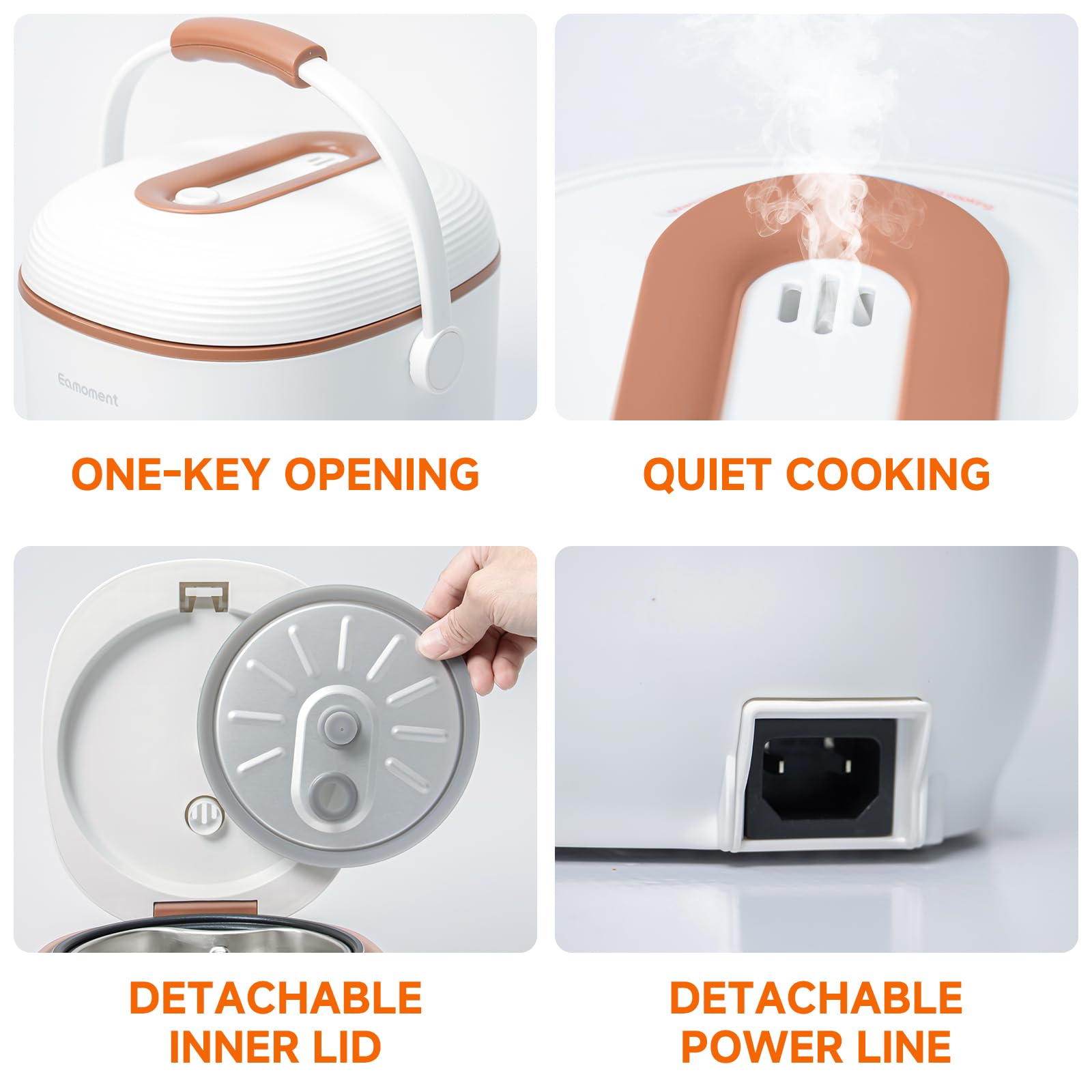 Brown Mini Rice Cooker Small 1 Cup-2 Cup Non-Stick Coated Insert Food Steamer Kitchen Appliances Includes Vegetable Steamer