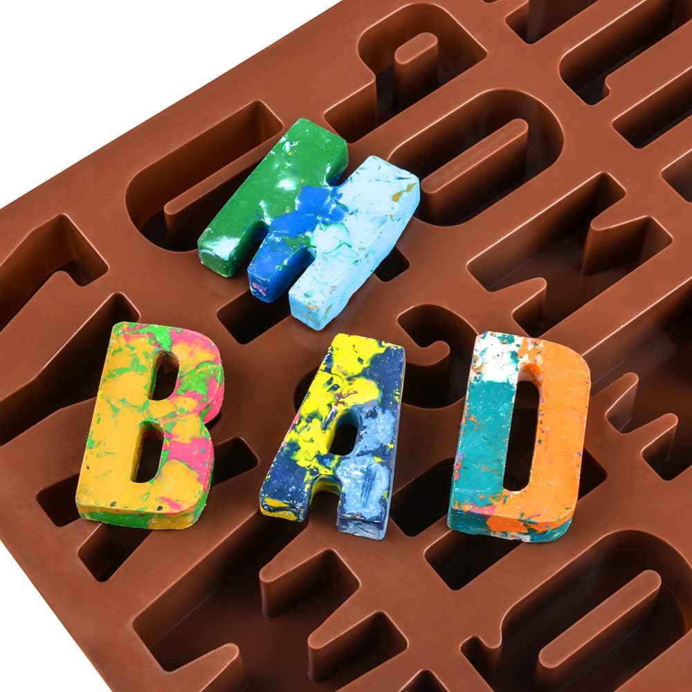 Skiennix 26-Cavity Silicone Alphabet Mold - Perfect for Crayons, Resin, Chocolate & Cake Decor