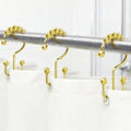 Upgraded 304 Stainless Steel Shower Curtain Hooks, 12-Pack Rust-Proof Heavy Duty Gold Shower Curtain Rings, Double Hook Glide Shower Hooks Rings, Bathroom Hardware Set