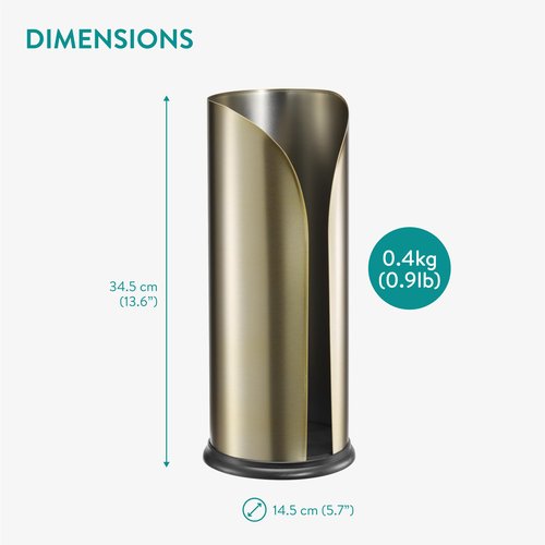 Navaris Toilet Roll Holder, Stainless Steel - Free Standing Storage Box for Up to 3 Loo Paper Rolls - Toilet-Roll Holders for Bathroom Organisation - Minimalist Design, Matte Gold
