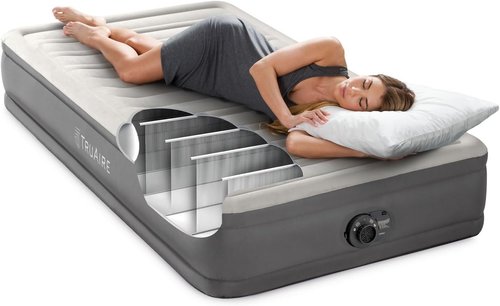 Intex TruAire Luxury Air Mattress - Fiber-Tech Construction | Built-in Electric Pump & Multizone Support
