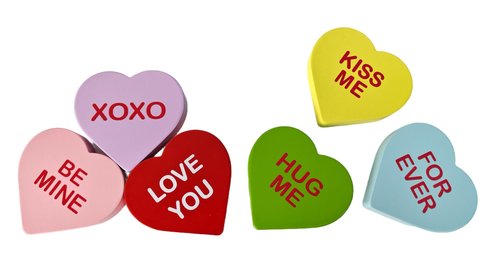 Lxdzsm 6PCS Wooden Valentine's Conversation Hearts Decor - Double-sided Freestanding XOXO Kiss Me for Tiered Tray, Shelf, Mantel, Table - Galentines Day & Valentine's Day Home Decorations, Sweetheart Heart Shelf Decor