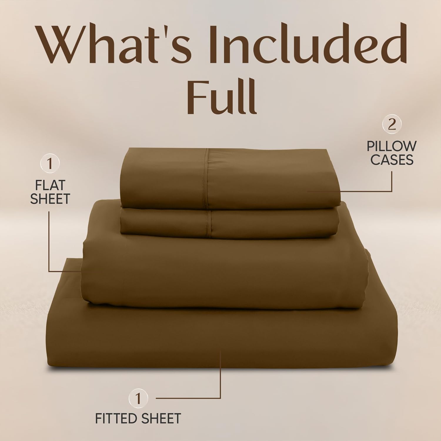Utopia Bedding Full Size Sheet Set - Soft & Breathable 4-Piece Microfiber Bed Sheets | Oeko-Tex Certified (Mocha)