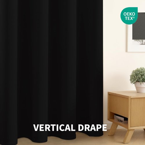 CUCRAF Pure Black Blackout Curtains 84 inch Length 2 Panels Set, Rod Pocket Room Darkening Drapes for Bedroom Living Room, Insulated Thermal Light Blocking Window Curtain (52 x 84 inches)