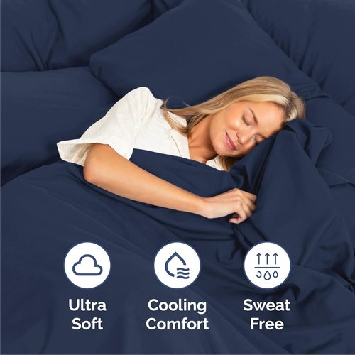 Cal King Size Sheet Set by [Brand Name] - Comfy Cooling Bed Sheets | Luxury Hotel Quality - Deep Pockets, Soft & Wrinkle-Free - Navy Blue