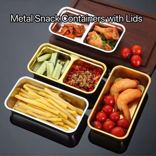 Fachoige Stainless Steel Snack Containers, 2 Pcs Reusable Food Storage Containers with Lids, Condiment Container, Grab and Go Snack Containers for Snacks,Dips,Lunch,Travel and Outdoor Camping
