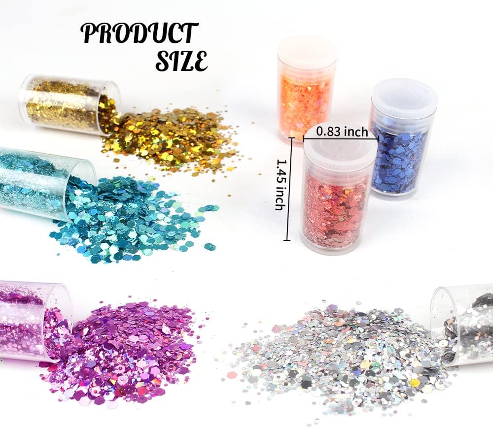 Skiennix Holographic Chunky Glitter Set - 36 Vibrant Colors for Crafts, Makeup, and Decorations