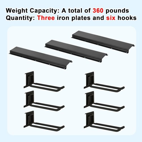 Garage Tool Organizer by [Brand Name] - Wall Mount Storage Rack with 6 Heavy-Duty Hooks | 360lbs Capacity for Broom, Rake & Snow Equipment