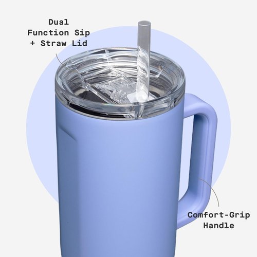Corkcicle Cruiser Insulated Tumbler - Keeps Drinks Cold 20 Hours - Triple-Insulated Stainless Steel - Spill-Proof Lid - Summer Drinkware Gift - Keeps Drinks Ice Cold - 40 oz - Periwinkle