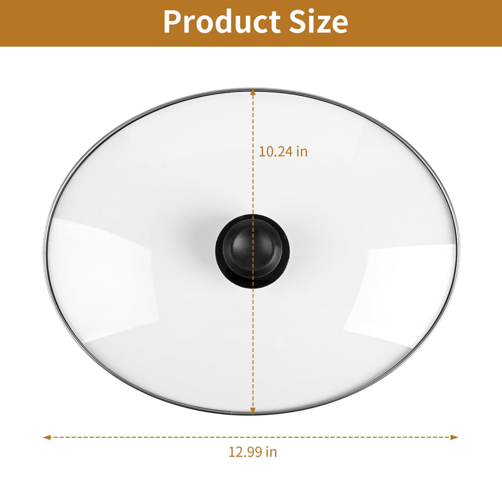 Oval Glass Lid 7 Quart Replacement, Fits For Crock Pot 7qt Slow Cooker SCV700SS and for Hamilton Beach Slow Cooker SCV700, 33474G, SCV700-KC, SCV700SS, Replacement Oval 7 Quart Lids