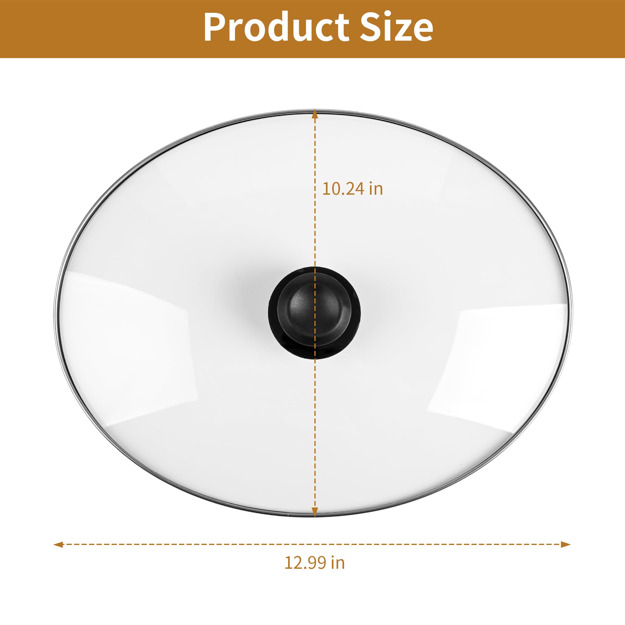 Oval Glass Lid 7 Quart Replacement, Fits For Crock Pot 7qt Slow Cooker SCV700SS and for Hamilton Beach Slow Cooker SCV700, 33474G, SCV700-KC, SCV700SS, Replacement Oval 7 Quart Lids