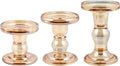 Glass Candle Holders - Set of 3 Elegant Holders for Pillar & Tealight Candles | Perfect Home Decor