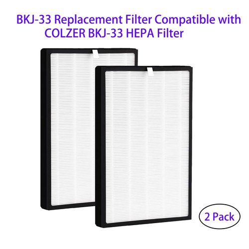 2 Pack BKJ-33 Replacement Filter For COLZER BKJ-33, 3 IN 1, H13 True Hepa with High efficiency Activated Carbon and Pre Filter