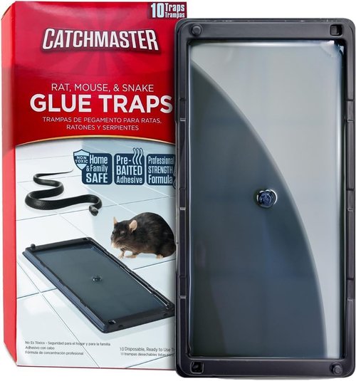 Catchmaster Rat & Mouse Traps - 10 Pack Large Adhesive Glue Traps for Effective Pest Control