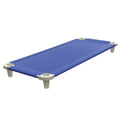 Acrimet Nap Cot for Kids, Portable Toddler Child Bed, Stackable, 52" L (Stainless Steel Tubes) (Blue Breathable Mesh Fabric - Gray Feet) (1 Pack)