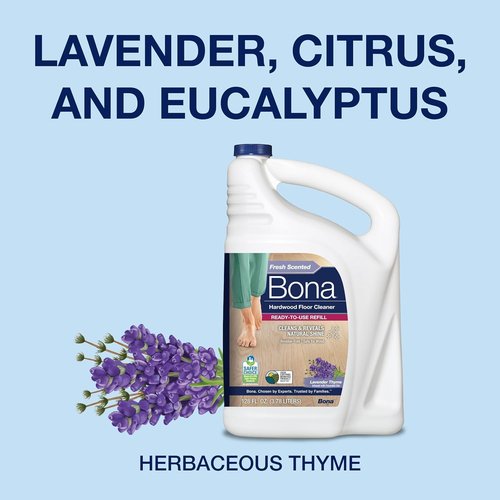 Bona Hardwood Floor Cleaner Refill - 96 Fl Oz - Lavender Thyme Scent | Residue-Free Solution for Wood Floors