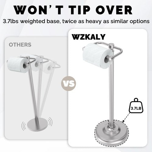 **Regine Toilet Paper Holder - Brushed Nickel Free Standing Design with Stable Weighted Base | SUS304 Stainless Steel**