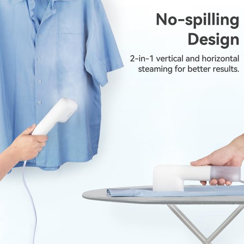 olayks. Travel Steamer for Clothes, Fashion Portable Handheld Garment Steamer for Clothes, 15S Heat Up, Min Steamer ＆ Iron 2 In 1, 1.1lbs, Fabric Wrinkle Remover for All Clothes, White,120V