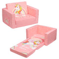ALIMORDEN 2-in-1 Flip Out Comfy Toddler Couch, Lovely Kids Chair Convertible Sofa to Lounger for Story/Nap Time, Pink Unicorn
