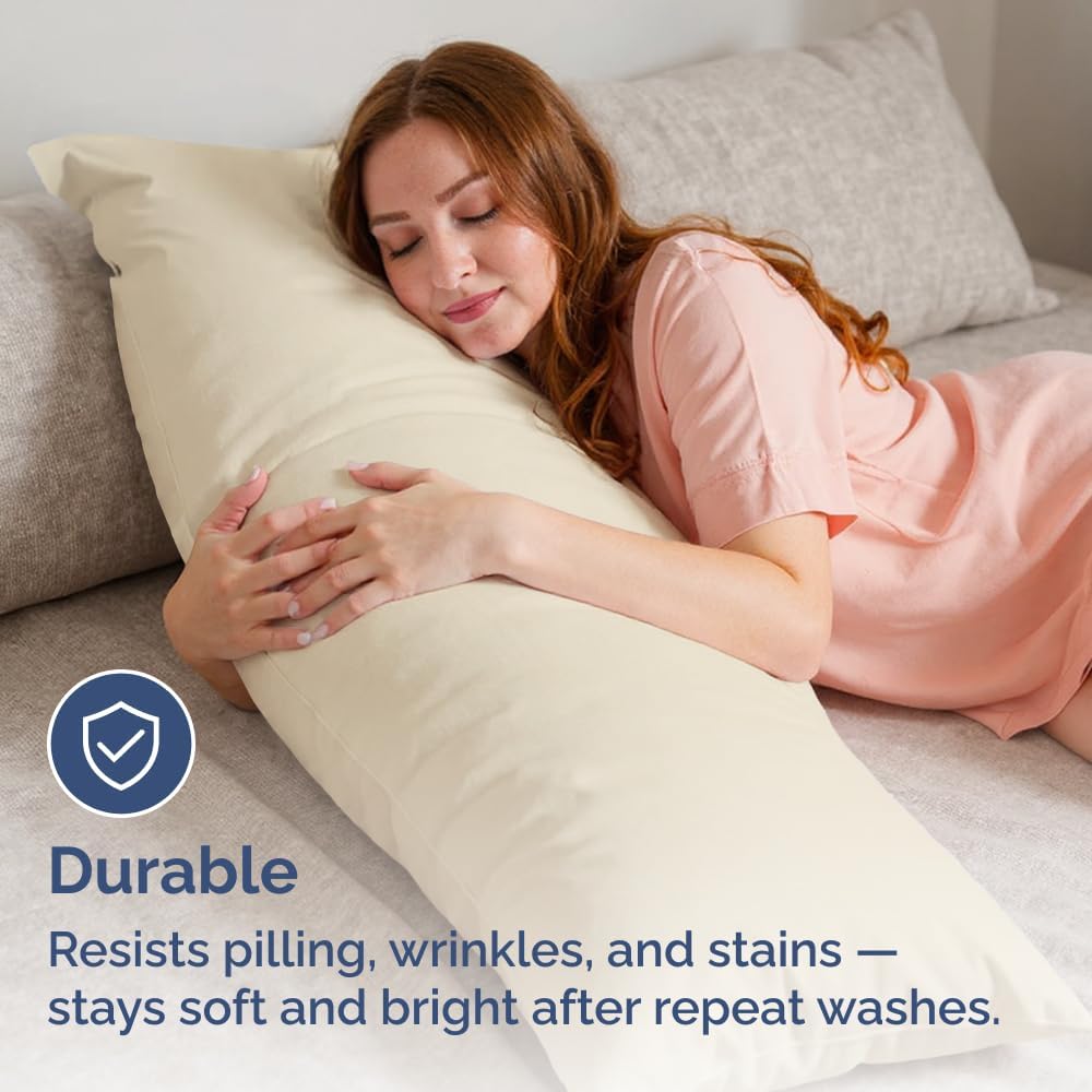 Skiennix Body Pillowcases Set of 2 | Soft 20x54 Long Pillow Covers for Comfortable Sleep - Breathable, Wrinkle-Free, Machine Washable (Wheat)