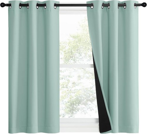 NICETOWN Blackout Curtain Set - Aqua Blue Thermal Insulated Draperies for Light Sleepers | 37W x 40L, 2 Panels