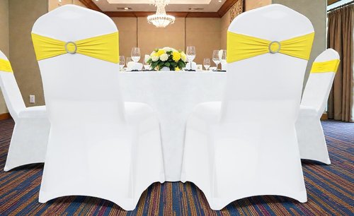MDS Spandex Chair Sashes - Pack of 150 Elastic Stretch Bands with Buckle Slider for Wedding Decor | Yellow