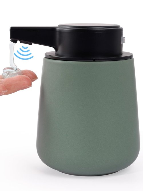 INGOFIN Automatic Soap Dispenser Touchless, Ceramic Auto Liquid Rechargeable Hand Soap Dispenser, Smart Electric Dispenser for Bathroom and Kitchen, Motion Sensor Hands-Free Soap Pump, Green
