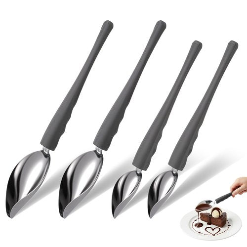 4PCS Professional Culinary Precision Drawing Decorating Spoon Set, Multi-use Stainless Steel Chef Culinary Drawing Spoons, Chocolate Filter Spoons with Tapered Spout for Decorating Plates Cake Dessert