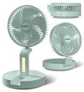 Geek Aire Foldable Battery Operated Fan, Portable Rechargeable USB Floor Table Fan with LED Light, Quiet Oscillating Pedestal Fans that Blow Cold Air for Bedroom Office Camping Travel - Green