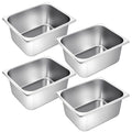Zubebe 4 Pcs Hotel Pans Stainless Steel Steam Table Pan 1/2 Half Size 6 Inch Restaurant Steam Table Pan Deep Metal Food Tray Commercial Food Pans for Restaurant Party Buffet Catering