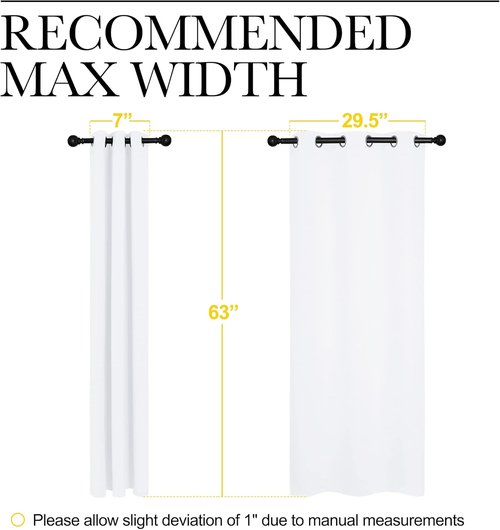 NICETOWN Draperies Curtains - 50% Sunlight Blocking Window Treatment | Grommet Small Bedroom Drapes (2 Panels, 34" x 63", Pure White)