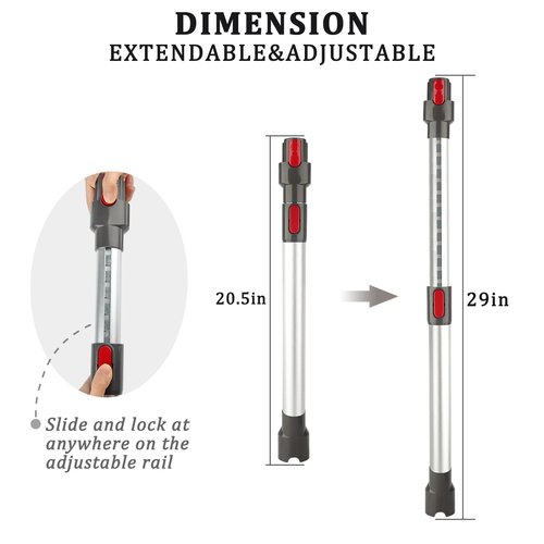 Extension Wand for Dyson GEN5 G5 V15 V7 V8 V10 V11 Vacuum Cleaner,Extendable&Adjustable Replacement Tube Rod Rigid Stick,20.5 to 29 Inch(Not for Slim)