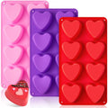 CLUEWR 3 Pack Heart Shape Molds, 8 Cavities Non-Stick Silicone Chocolate Molds for Candy, Mini Cake, Jello, Gummy, Ice Cube, Soap
