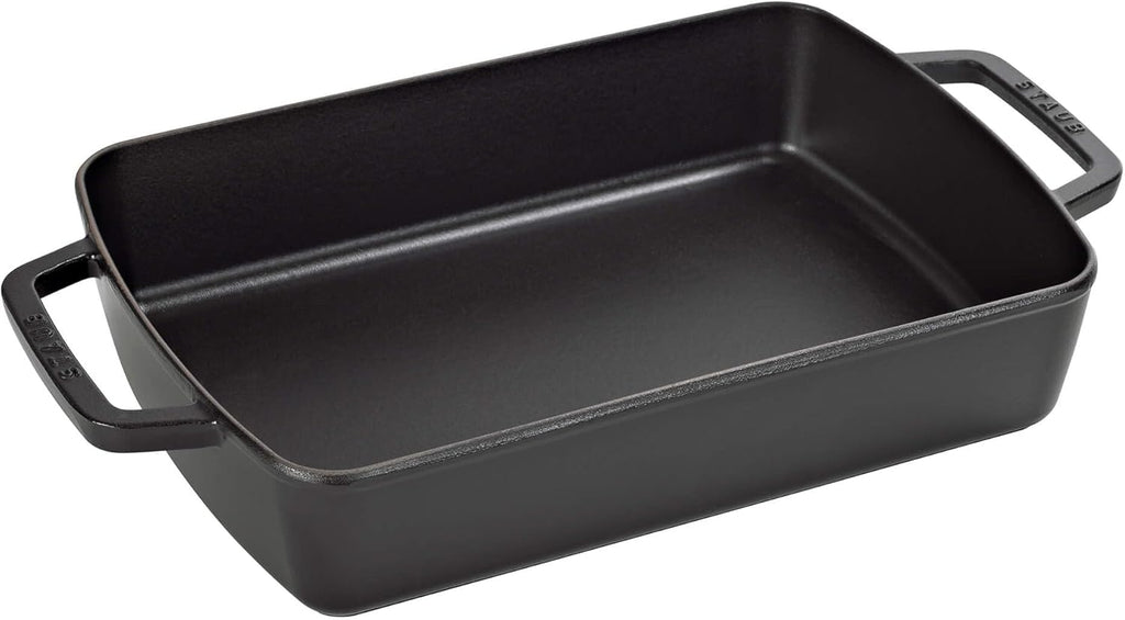 Staub Cast Iron Roasting Pan - 12-Inch x 8-Inch, Matte Black, Crafted in France