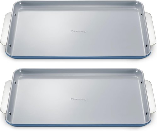 Caraway Non-Stick Ceramic Baking Sheet Duo - Eco-Friendly, PTFE & PFOA Free - Large (18" x 13") - Slate Color