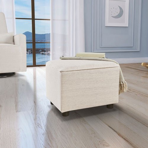 Evolur Holland Upholstered Ottoman in Thunder, Foot Rest Stool for Nursing Moms, Tool-Free Assembly, Made for Every Décor