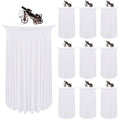 REWOMC 10 Packs Round Cocktail Table Skirt 24"x 43" Spandex Stretch Cocktail Tablecloth with Wavy Drapes, White Spandex Fitted High Top Table Covers for Wedding Bar Party Birthday Banquet Tables