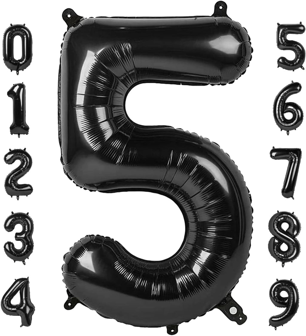 Skiennix 40-Inch Balloon Numbers | Big Black Number Balloons for 5th Birthday & Wedding Decor