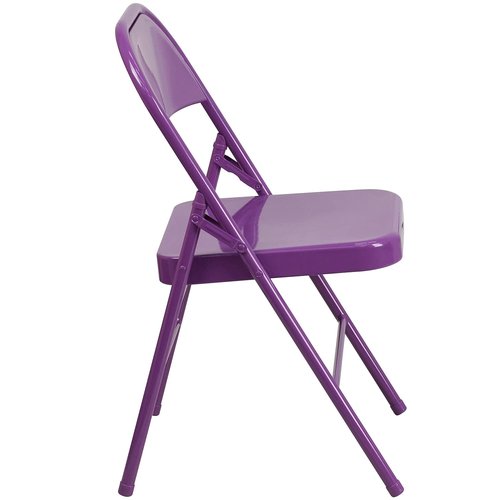 Flash Furniture Metal Folding Chairs, Impulsive Purple (Pack of 2)