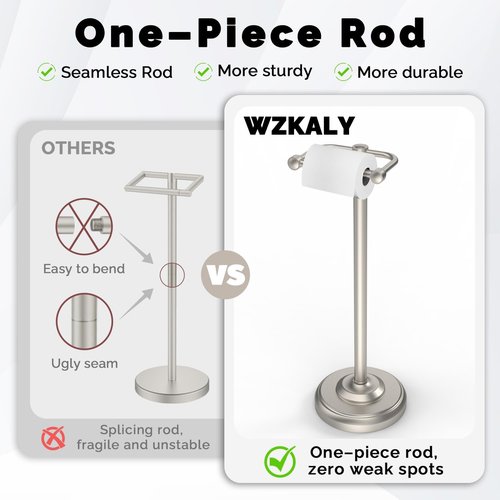 **Regine Toilet Paper Holder - Brushed Nickel Free Standing Design with Stable Weighted Base | SUS304 Stainless Steel**