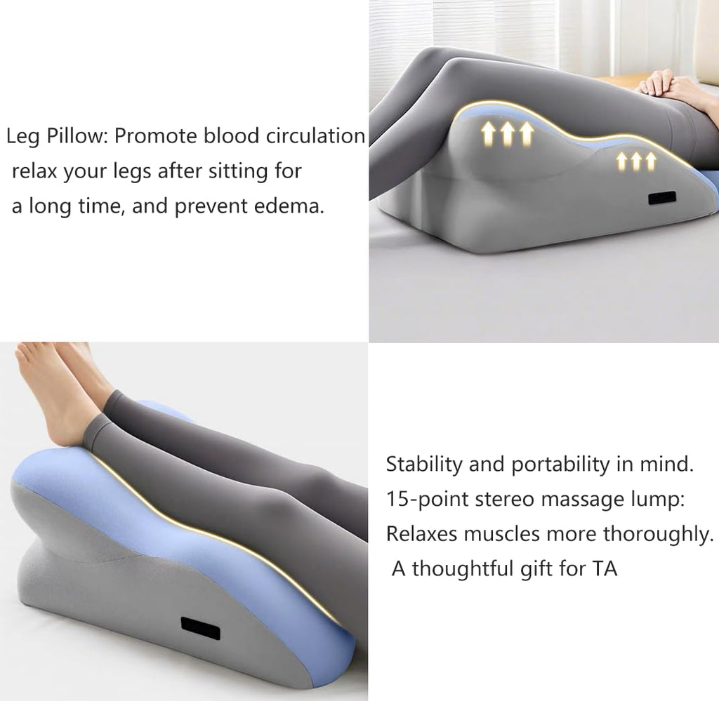 27° Wedge Pillow with Built-in Massage Points – Intimacy & Butt Support for Couples, Maternity Pillow, Removable Washable Cover (Light Gray, with Small Pillow)