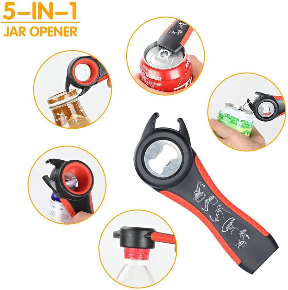 Otstar Jar Opener for Seniors - Multi-Function Non-Slip Grip & Corkscrew Tool | Ideal for Weak Hands