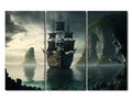 TUMOVO Canvas Wall Art for Bedroom Vintage Pirate Ship Wall Paintings for Living Room Fantasy Boat Office Modern Wall Art Scenery Pictures Print On Canvas Framed Ready to Hang, 42" Wx28 H