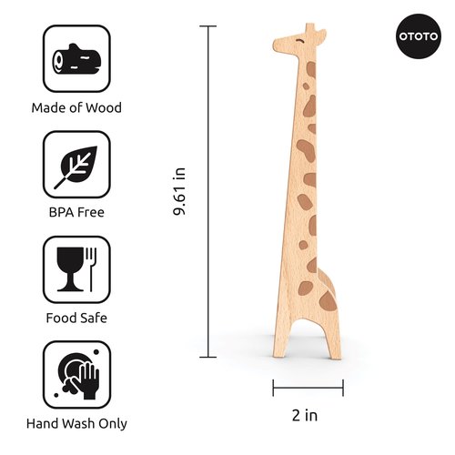 NEW OTOTO Jerry the Giraffe Toaster Tongs - Multipurpose Wooden Tongs for Cooking, Serving Food, Kitchen Gifts, Fun Gifts, Cute Kitchen Accessories, Fun Gadgets