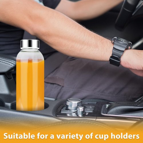 PROBTTL 18 oz Glass Juice Bottles with Lids – Refillable Clear Glass Water Bottles with Stainless Steel Airtight Caps, Dishwasher Safe, Reusable Drinking Juice Containers (6-Pack, No Sleeves)